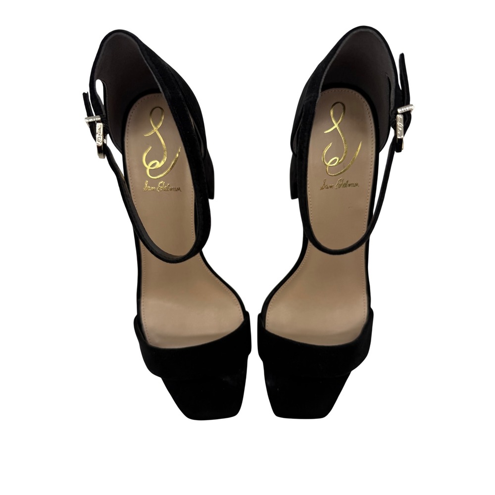 Sam Edelman Daniella Sandals New Womens 10.5 Black Suede Block Heel Ankle - Picture 3 of 8
